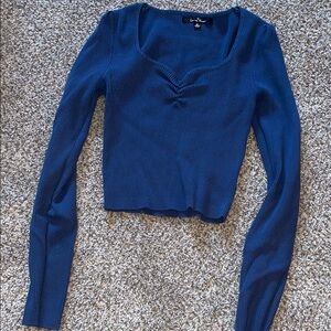 Love Tree Navy Long Sleeve Ribbed Top
